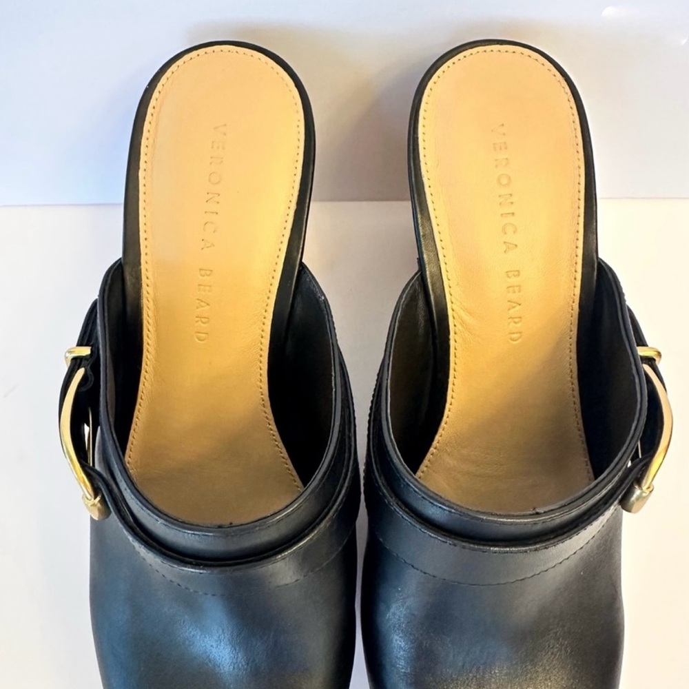 Veronica Beard Hendrix Black Leather
Studded Wooden Clogs - Picture 4 of 7